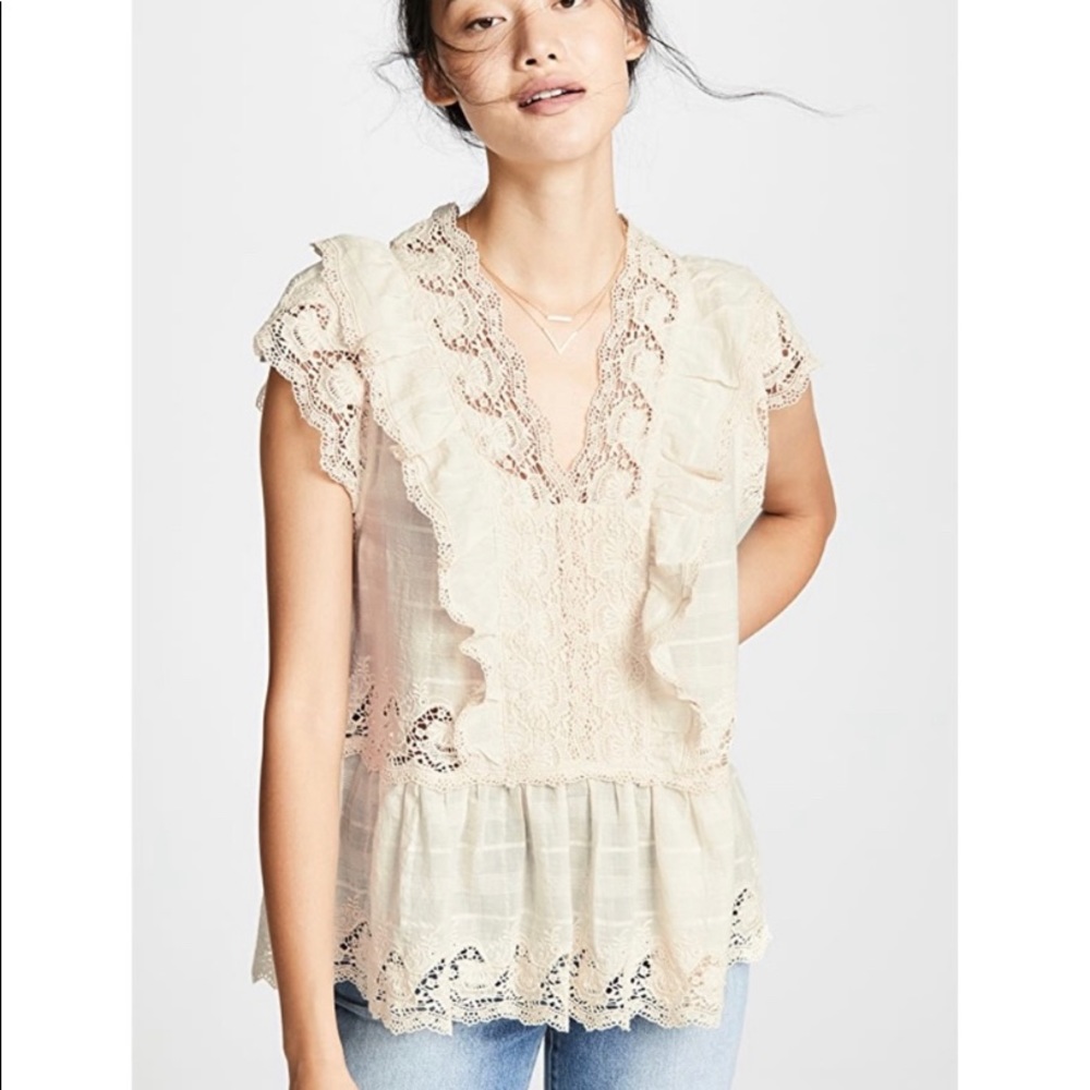 Misa Los Angeles LA Ingrid Ivory Lace Top Blouse NWOT